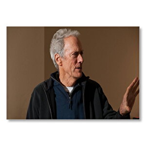 Clint Eastwood Ak Saçlı İhtiyar  Mdf Ahşap Tablo 50x70 cm