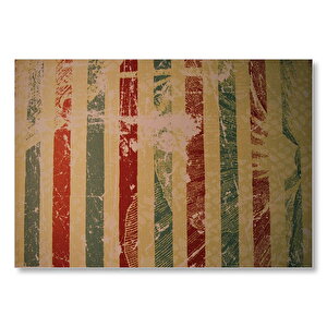 Duvar Boyama Kırmızı Yeşil Eski Şeritler  Mdf Ahşap Tablo 35x50 cm