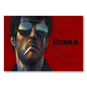 Cobra Sylvester Stallone Kırmızı Arka Plan  Mdf Ahşap Tablo 50x70 cm