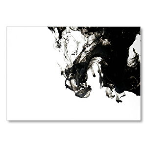 Renksiz Sıvıda Siyah Mürekkebin Yayılışı  Mdf Ahşap Tablo 50x70 cm