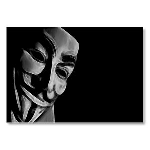 Siyah Zeminde V For Vendetta Görsel  Mdf Ahşap Tablo 25x35 cm