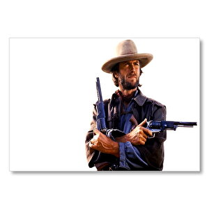 Clint Eastwood Çift Silahlı  Mdf Ahşap Tablo 25x35 cm