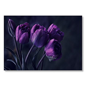 Mor Laleler  Mdf Ahşap Tablo 25x35 cm
