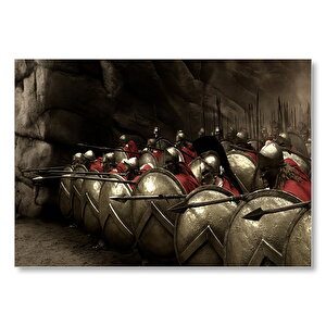 300 Spartalı Mızrak Ve Kalkanlı Askerler  Mdf Ahşap Tablo 35x50 cm