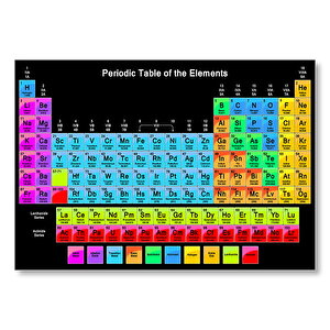 Mendeleev Kimya Periyodik  Siyah Zemin Büyük Renkli  Mdf Ahşap Tablo 50x70 cm