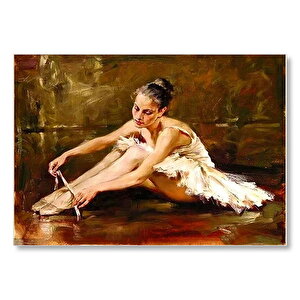 Ayakkabılarını Bağlayan Balerin  Mdf Ahşap Tablo 35x50 cm