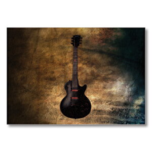 Eski Zeminde Elektrogitar  Mdf Ahşap Tablo 25x35 cm