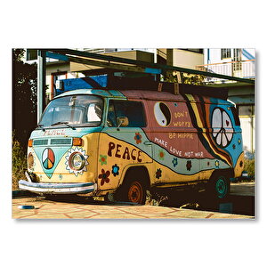 Terkedilmiş Hippi Minibüs  Mdf Ahşap Tablo 35x50 cm