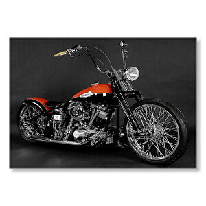 Turuncu Chopper Motorsiklet  Mdf Ahşap Tablo 50x70 cm
