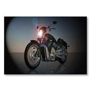 Chopper Motorsiklet Ve Işığı  Mdf Ahşap Tablo 35x50 cm