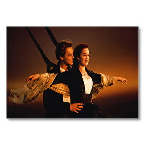 Titanic Jack Ve Rose Gün Batımı Güvertede  Mdf Ahşap Tablo 50x70 cm