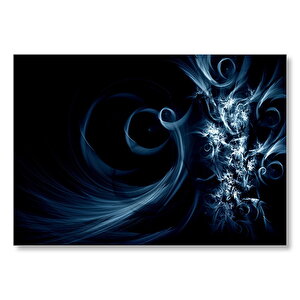 Siyah Arkaplan Mavi Sarmal Işıklar  Mdf Ahşap Tablo 50x70 cm