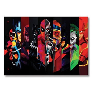 Marvel Low Poly Tüm Karakterler  Mdf Ahşap Tablo 35x50 cm