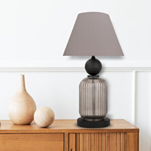 Lotus Opal Black Cam Koni̇ Abajur Siyah