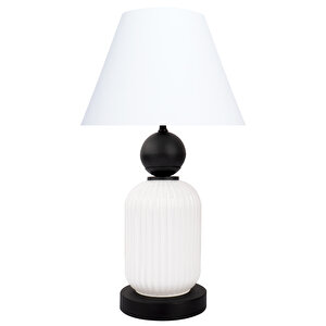 Lotus Opal Black - White Koni̇ Cam Abajur Siyah