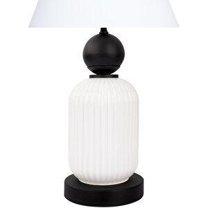 Lotus Opal Black - White Koni̇ Cam Abajur Siyah
