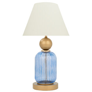 Lotus Royal Blue Koni̇ Cam Abajur Siyah