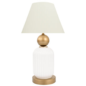 Lotus Gold - White Koni̇ Cam Abajur Siyah