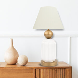 Lotus Gold - White Koni̇ Cam Abajur Siyah