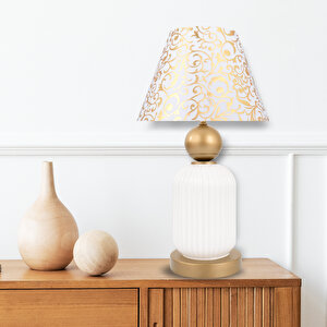 Lotus Gold - White Koni̇ Cam Abajur Siyah