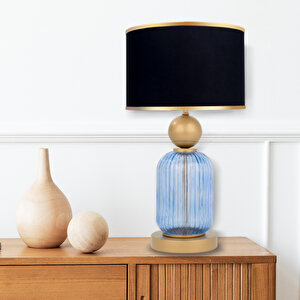 Lotus Royal Blue Cam Abajur Siyah