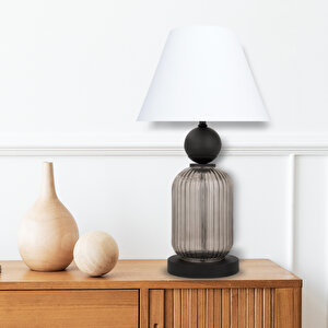 Lotus Opal Black Cam Koni̇ Abajur Siyah