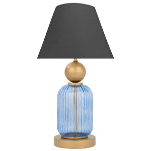 Lotus Royal Blue Koni̇ Cam Abajur Siyah