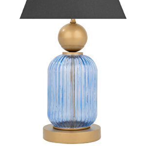 Lotus Royal Blue Koni̇ Cam Abajur Siyah