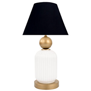 Lotus Gold - White Koni̇ Cam Abajur Siyah