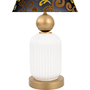 Lotus Gold - White Koni̇ Cam Abajur Siyah