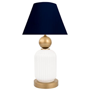 Lotus Gold - White Koni̇ Cam Abajur Siyah