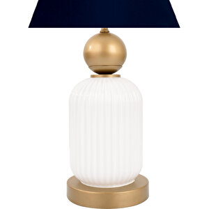 Lotus Gold - White Koni̇ Cam Abajur Siyah