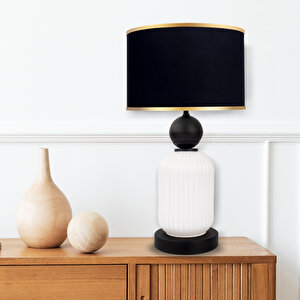 Lotus Opal Black - White Cam Abajur Siyah