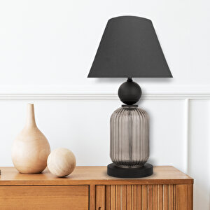 Lotus Opal Black Cam Koni̇ Abajur Siyah