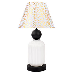 Lotus Opal Black - White Koni̇ Cam Abajur Siyah