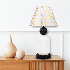 Lotus Opal Black - White Koni̇ Cam Abajur Siyah