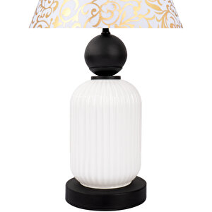 Lotus Opal Black - White Koni̇ Cam Abajur Siyah