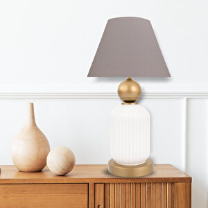 Lotus Gold - White Koni̇ Cam Abajur Siyah