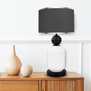 Lotus Opal Black - White Cam Abajur Siyah