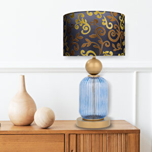 Lotus Royal Blue Cam Abajur Siyah