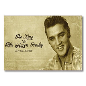 Kral Elvis Aaron Presley Sepya Portre  Mdf Ahşap Tablo 25x35 cm