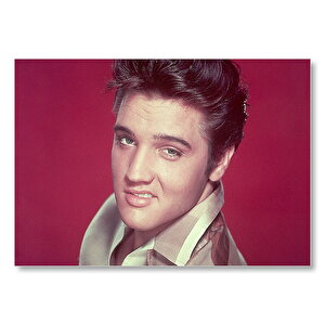 Elvis Presley Portre Kırmızı Arka Plan  Mdf Ahşap Tablo 25x35 cm