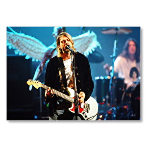 Kurt Cobain Sahnede Şarkılarıyla  Mdf Ahşap Tablo 50x70 cm