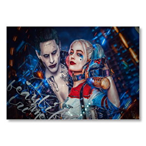 Harley Quinn Ve Joker İllüstrasyon  Mdf Ahşap Tablo 25x35 cm