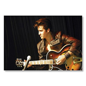 Elvis Presley Elektrogitar  Mdf Ahşap Tablo 35x50 cm