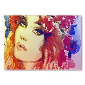 Kadın Suluboya Çizim Görsel  Mdf Ahşap Tablo 25x35 cm