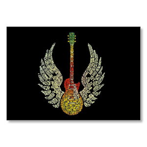 Gitar Melek Kanatları Ve Şarkı Sözleri  Mdf Ahşap Tablo 35x50 cm