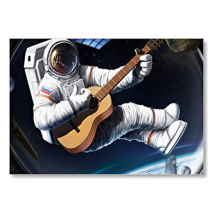 Klasik Gitar Çalan Astronot  Mdf Ahşap Tablo 25x35 cm