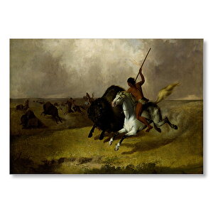 Kızılderililerin Buffalo Avı  Mdf Ahşap Tablo 35x50 cm