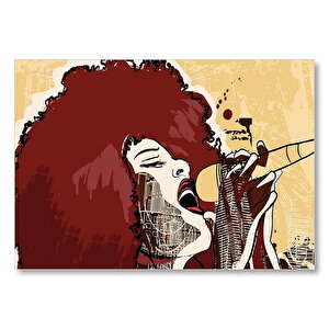 Madonna Mikrofonda Çizim  Mdf Ahşap Tablo 35x50 cm